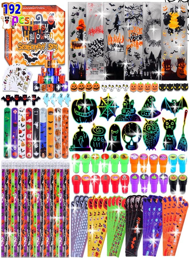 BicMan 192 Pcs 24 Pack Assorted Halloween Stationery, Party Favors for Kids, Goodie Bags Stuffers Set Including Pencils, Rulers, Stamps and Erasers in Trick or Treat Bags - Image 1